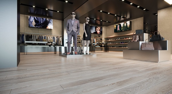 sàn nhựa giả gỗ cho cửa hàng thời trang